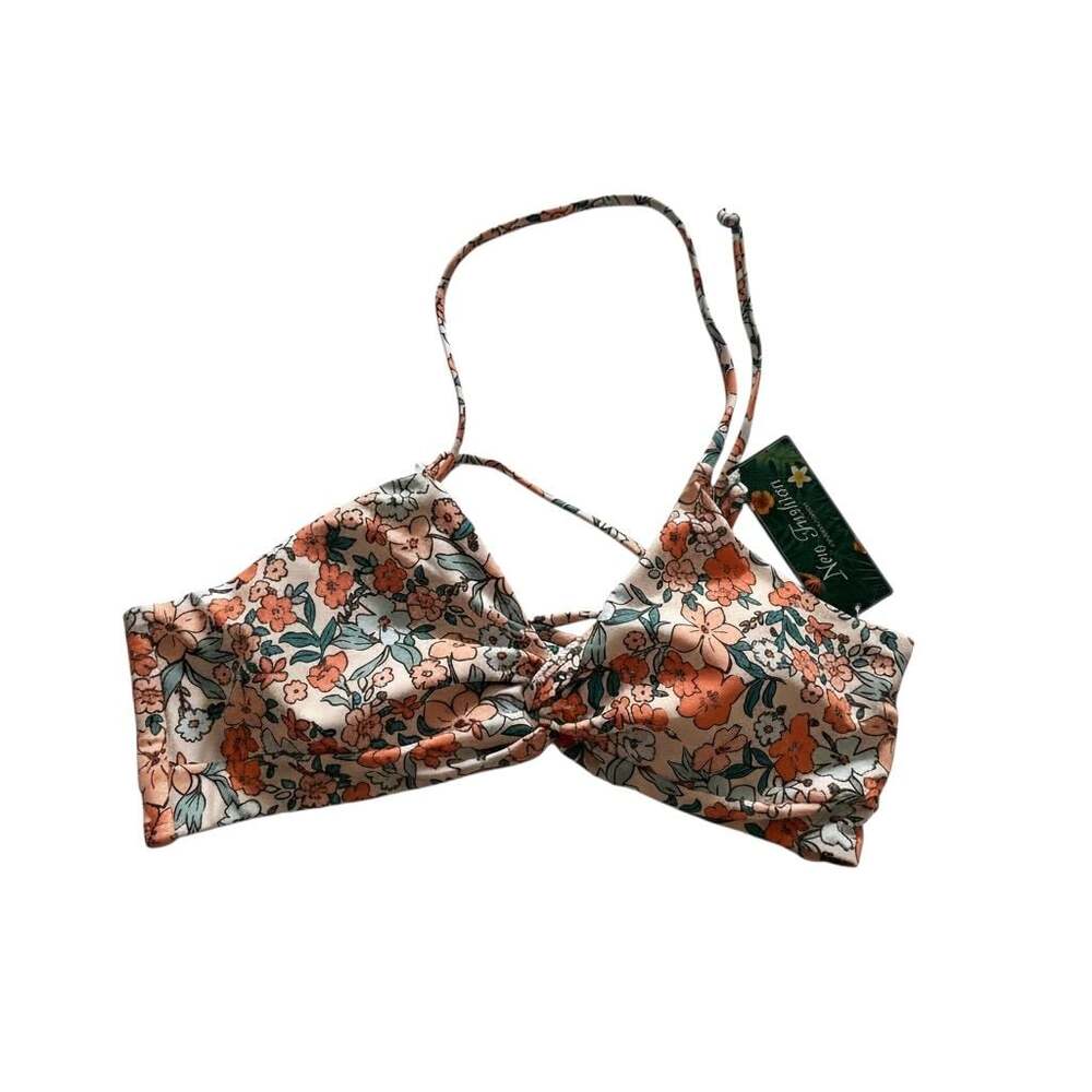New Fashion Floral Print Twist-Front Bikini Top